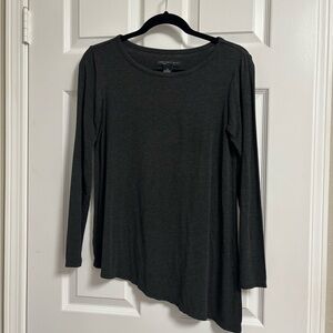 Joan Vass Charcoal Asymmetrical Long Sleeve Top